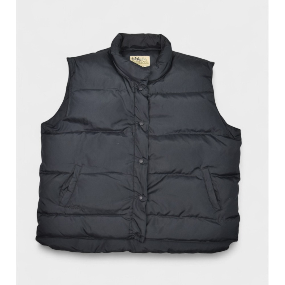 Cabelas Jacket Womens 2XL Black Puffer Vest Goose Down Insulated Outdoor Snap